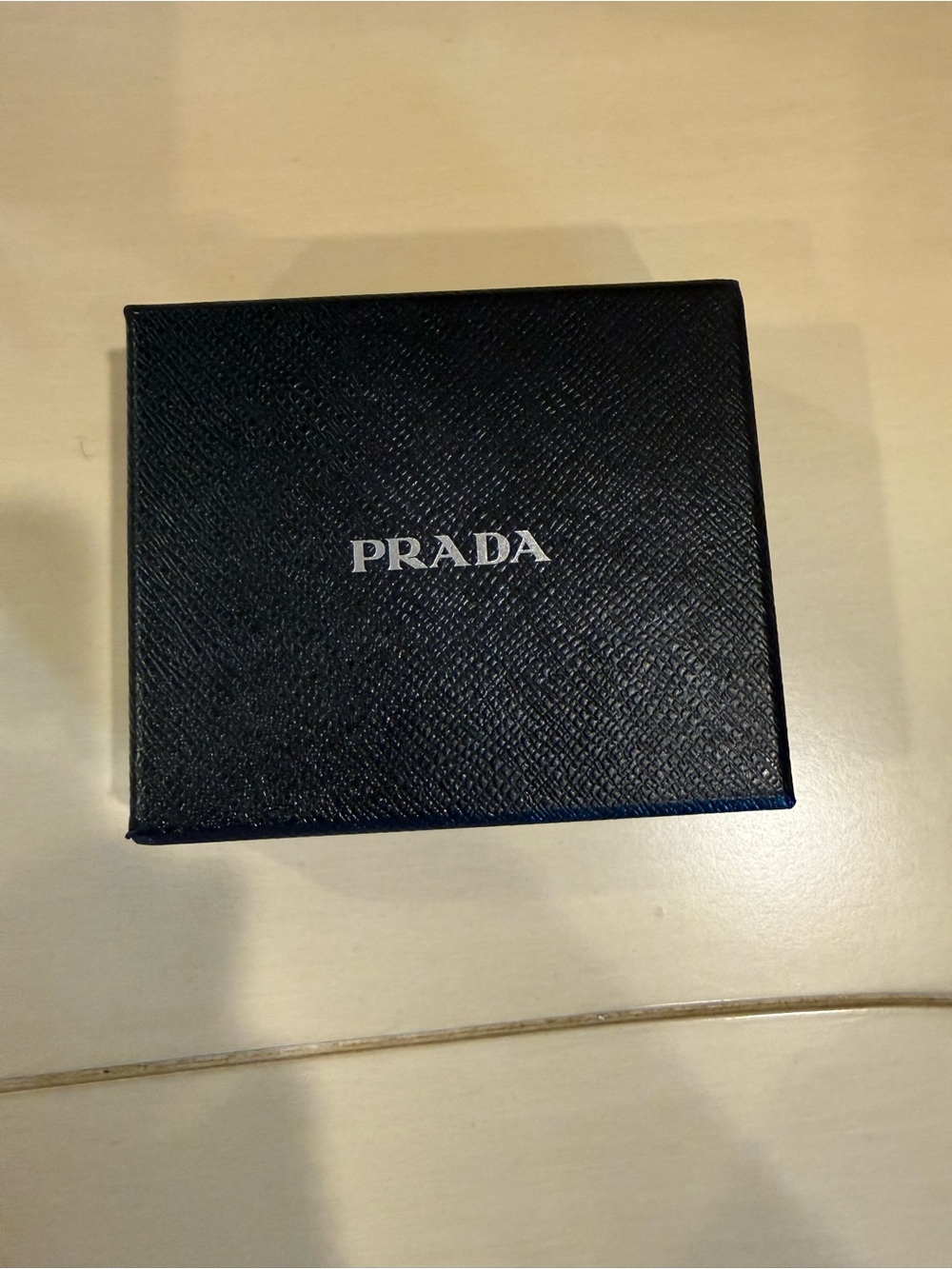 Prada Black Textured Leather Wallet Box with Silver Logo